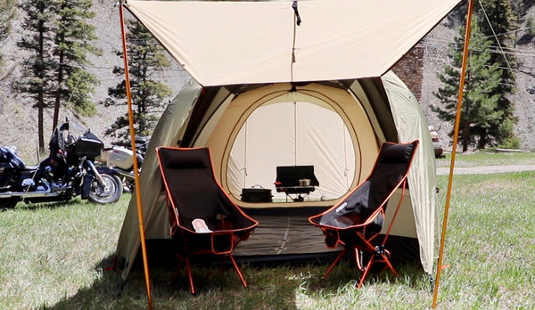 Motorcycle camping, motorcycle tent camping